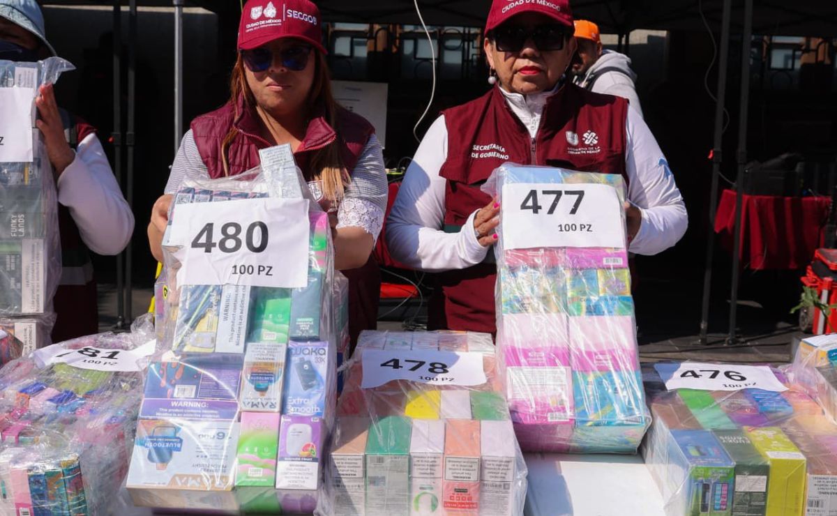 Decomisan más de 50 mil vapeadores en CDMX