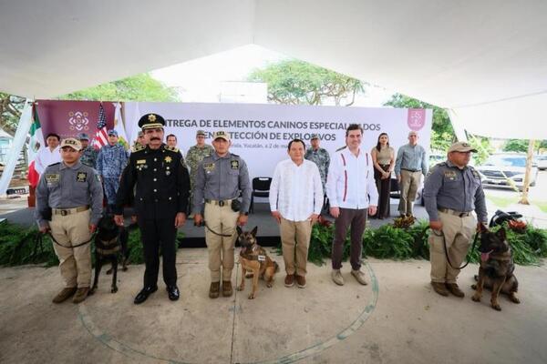 Yucatán integra nuevos binomios caninos para detección de explosivos