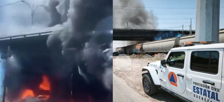 Explosión de pipa y tren en Querétaro deja dos muertos y un lesionado grave