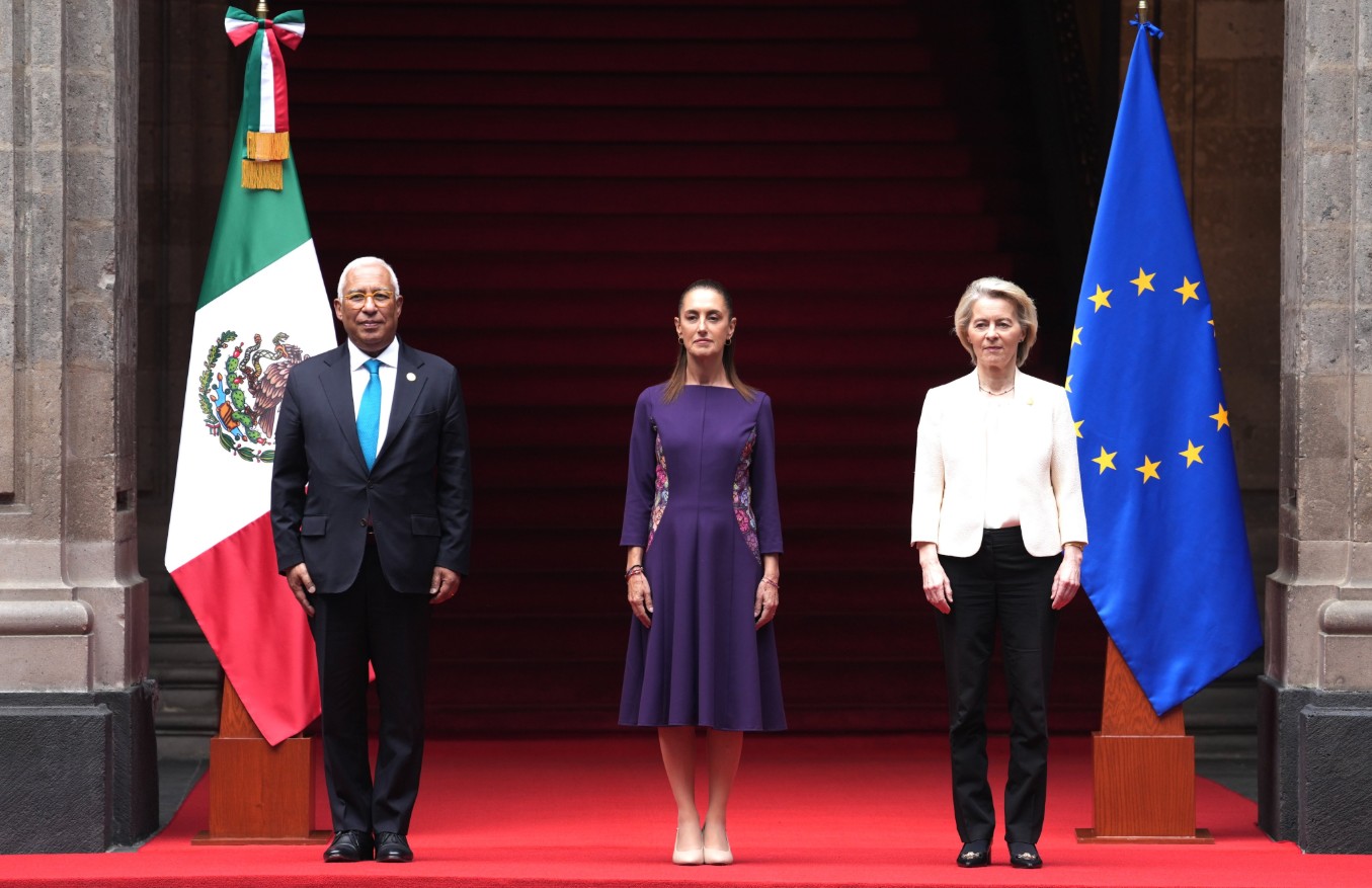 Sheinbaum se reúne con Ursula Von Der Leyen y Antonio Costa en Palacio Nacional