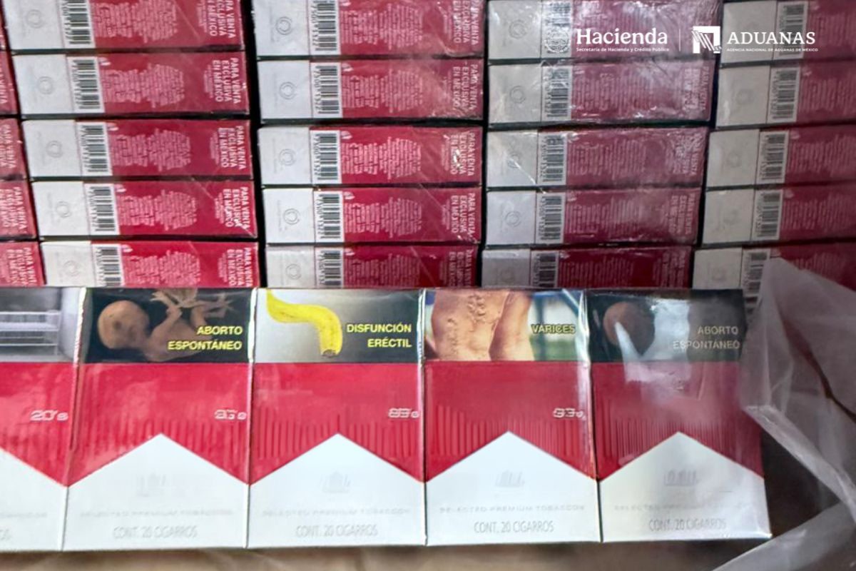 Detectan más de cuatro toneladas de cigarrillos presuntamente falsificados en el AICM