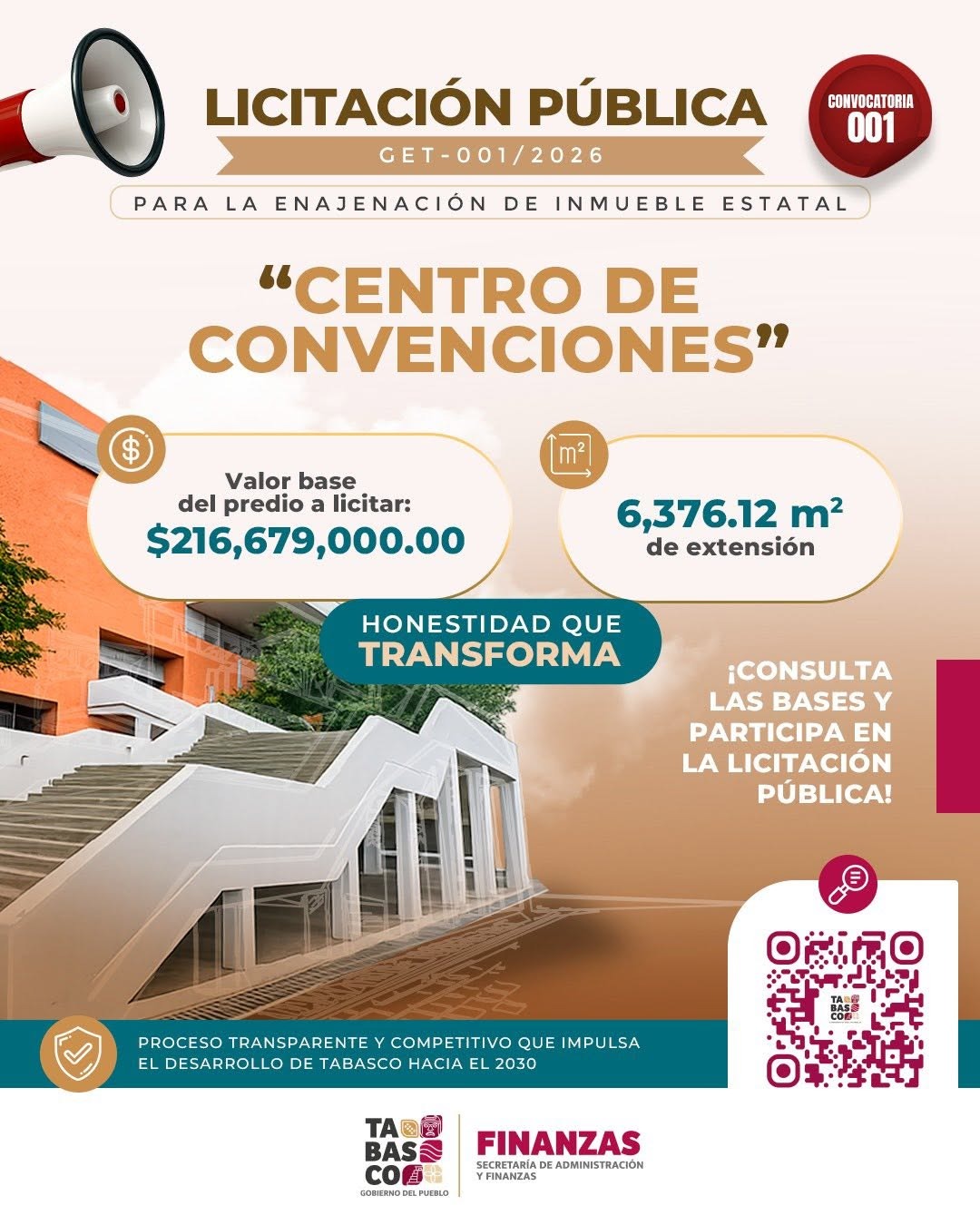 Tabasco licita Centro de Convenciones y Gimnasio La Choca