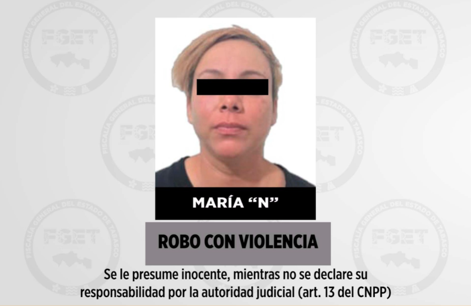 Vinculan a proceso a mujer por robo con violencia en Tabasco