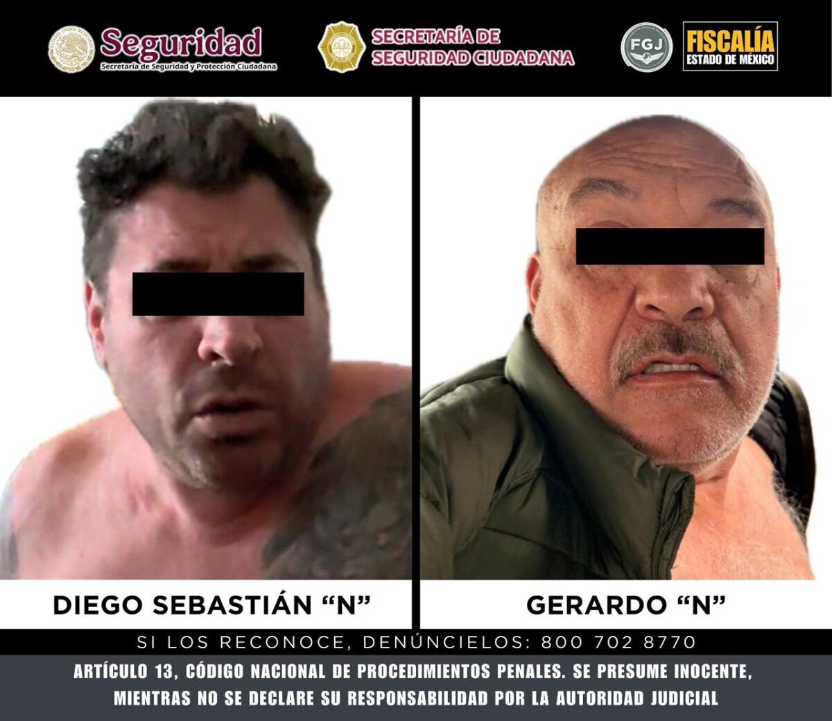 Detienen a dos presuntos implicados en homicidio múltiple en Atizapán