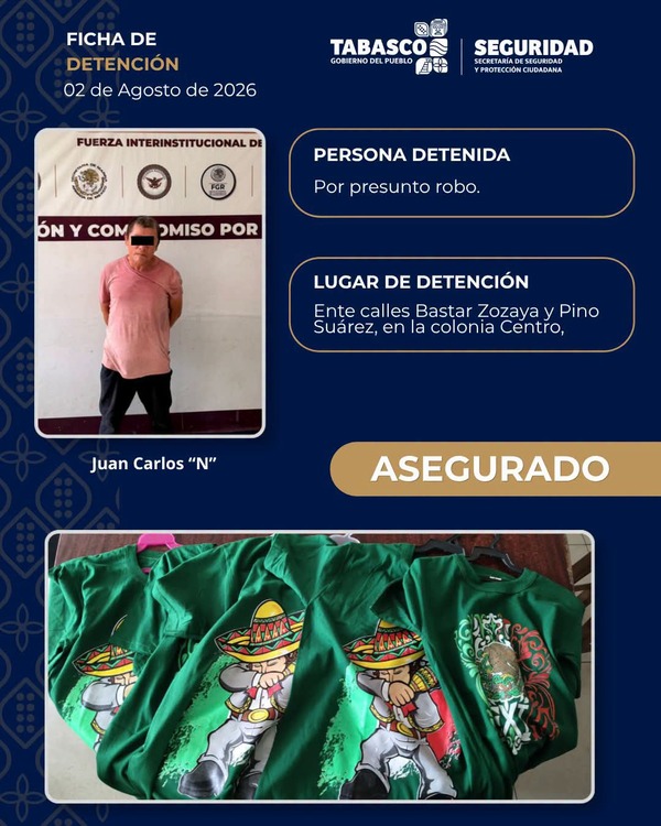 Detienen a hombre por presunto robo de ropa en Centro